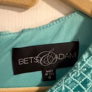 Betsy & Adam Aqua Textured Sleeveless Dress
